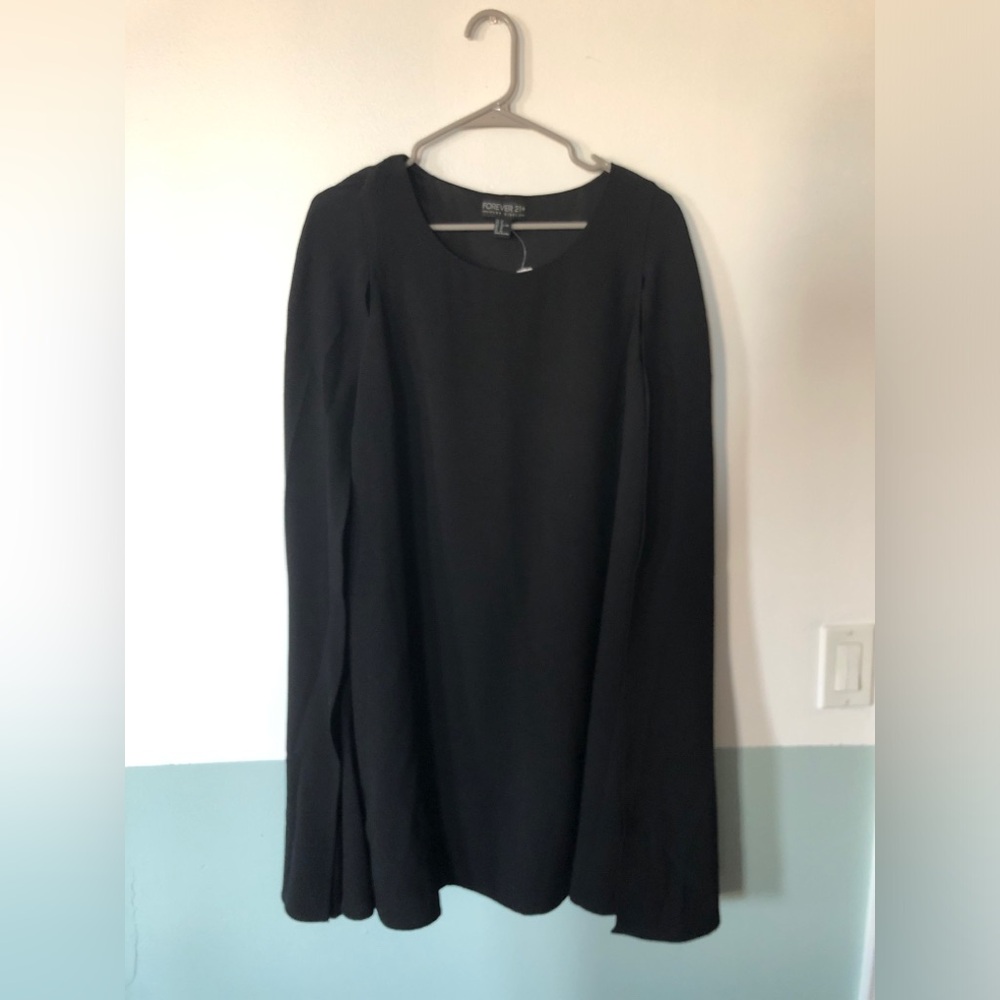 Forever 21 Sleeveless Black Dress with Attached Cape Size 1X